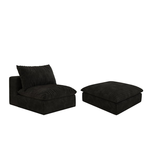 Luxury Feather-Filled 2-Seater Sofa in Black Fabric | Modular Design for Versatile Living Room & Apartment Use | Soft Foam Support | 39.8"W x 79.2"D