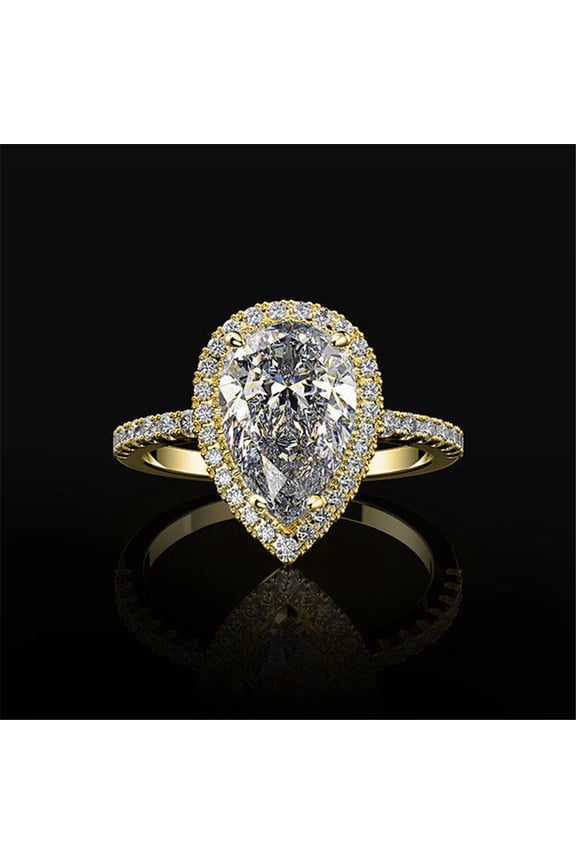 Luxury Female White Zircon Stone Water Drop Engagement Ring Vintage Silver Color Wedding Jewelry For Women