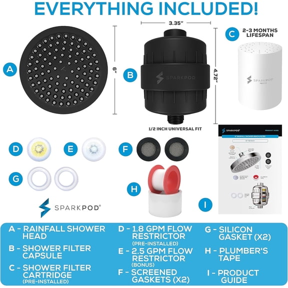 Luxury Filtered Shower Set 23 Stage High Pressure with Handheld - Reduces Chlorine Heavy Metals for Bathroom Spa Experience