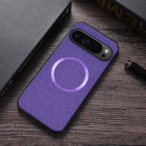 Luxury Fine Woven Fabric Case For Google Pixel 8A Compatible with MagSafe Charging, Ultra Slim Elegant Soft Touch Protective Phone Cover with Raised Camera Protection, Purple