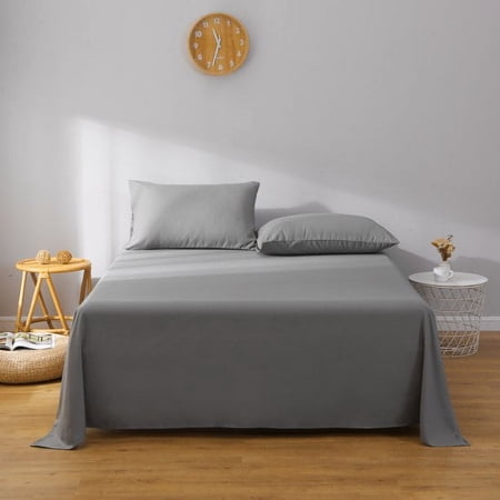 Luxury Flat Sheet Twin Size, Hotel High-Quality Premium Microfiber Top Sheet, Fade Resistant, Single Flat Sheet Only(Dark Gray)
