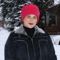 thumbnail image 1 of Luxury Fleece Pillbox Hat for Women Chemo Hat (Raspberry Red), 1 of 3