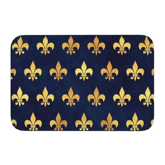 Luxury Fleur De Lis Black And Gold Front Door Mat Indoor Lily Flower Fleur-De-Lys Doormat Garden Garage Entrance Rug Carpet