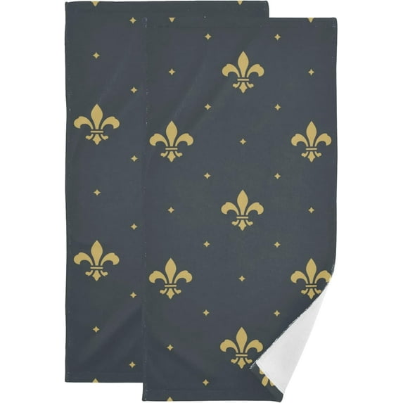 Luxury Fleur De Lis Hand Towels Set of 2 Luxury Print Decorative Bathroom Towels Super Soft Highly Absorbent Multipurpose Towels for Yoga Gym Spa Hotel Bathroom Kitchen 28x14 Inch Washcloth Gift
