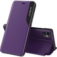 thumbnail image 1 of Luxury Flip Case for Apple iPhone 13 Mini, Premium PU Leather Smart Sleep/Wake Up Function Smart View Window Business Phone Case for Apple iPhone 13 Mini (Not 13) BX Purple, 1 of 8