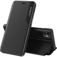 thumbnail image 1 of Luxury Flip Case for Apple iPhone 13 Mini, Premium PU Leather Smart Sleep/Wake Up Function Smart View Window Business Phone Case for Apple iPhone 13 Mini (Not 13) BX Black, 1 of 7