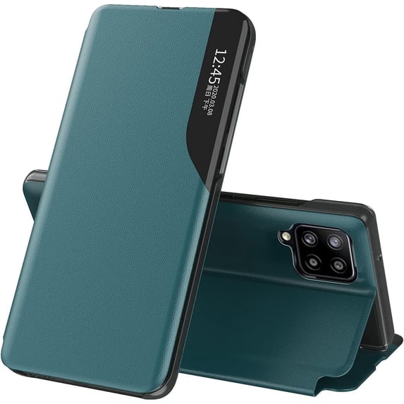 Luxury Flip Case for Samsung Galaxy M53, Premium PU Leather Smart Sleep/Wake Up Function Smart View Window Business Phone Cover for Samsung Galaxy M53 BX Green