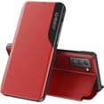 thumbnail image 1 of Luxury Flip Case for Samsung Galaxy S22+ Plus (Not S22), Premium PU Leather Smart Sleep/Wake Up Function Smart View Window Business Phone Case for Samsung Galaxy S22+Plus BX BX Red, 1 of 7