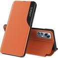 thumbnail image 1 of Luxury Flip Case for Xiaomi 12, Premium PU Leather Smart Sleep/Wake Up Function Smart View Window Business Phone Case for Xiaomi 12 Orange, 1 of 7