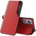 thumbnail image 1 of Luxury Flip Case for Xiaomi 12, Premium PU Leather Smart Sleep/Wake Up Function Smart View Window Business Phone Case for Xiaomi 12      Red, 1 of 9