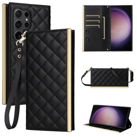 Luxury Flip Wallet Case for Samsung Galaxy S24 Ultra Card Holder Leather Phone Cover Bag for Samsung S24 Ultra S23 Ultra S23Plus S23FE S22Ultra S21 S21FE S20 Ultra S10E S10 Plus S9 S9Plus Coque