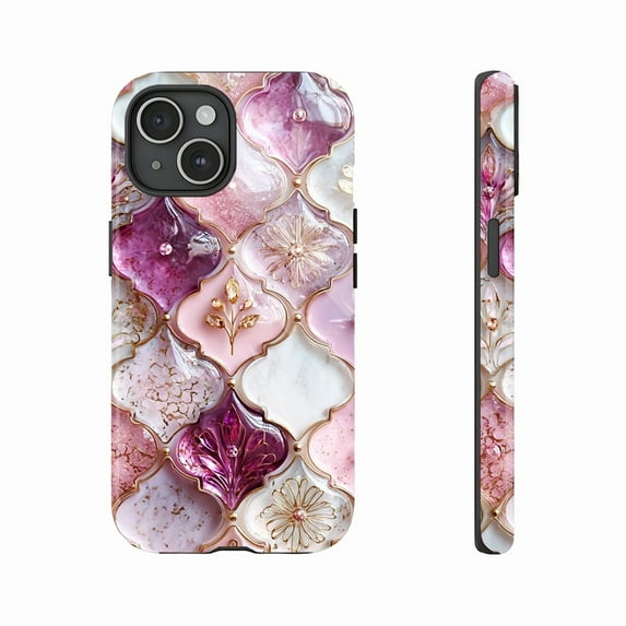 Luxury Floral Diamond iPhone Case for Women Elegant Design with Glittering Gems & Gold Trim, Perfect for Daily Use & Holiday Gifts, Compatible with iPhone 11/12/13/14/15/16 (Pro Max/Plus)