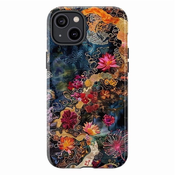 Luxury Floral Peacock Touch Case, Artistic Botanical Design Protective Cover, Dual Layer Phone Case for iPhone 11 12 13 14 15 16 Pro Max Mini Plus