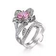 thumbnail image 1 of Luxury Flower White AAA Topaz Women's Engagement White Gold Filled Ring Sz 6-12, 1 of 9
