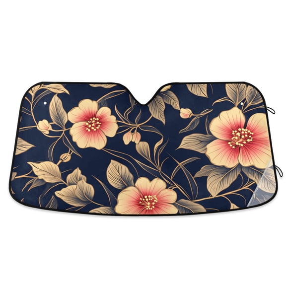 Luxury Flower and Leaf Car Windshield Sun Shade Foldable Car Front Window Visor Heat and UV Protection 55x27.6