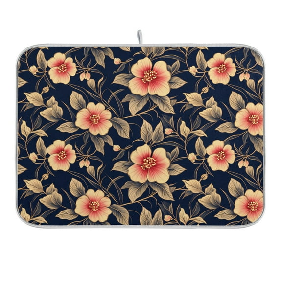Luxury Flower and Leaf Dish Drying Mat 16x18 Absorbent Microfiber Draining Rack Pad for Kitchen Counter Sink