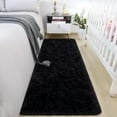 thumbnail image 1 of Luxury Fluffy Area Rug Runner Modern Shag Rugs for Bedroom Living Room, Super Soft and Comfy Carpet, Cute Carpets for Kids Nursery Girls Home, 2x6 Feet Black, 1 of 9