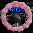 thumbnail image 1 of Luxury Fluffy Winter Car Steering Wheel Cover for Women, Fuzzy Cute Steering Wheel Cover Soft Warm Furry Auto Plush Fur Vehicle Steering Wheel Protector Waved (Pink), 1 of 7