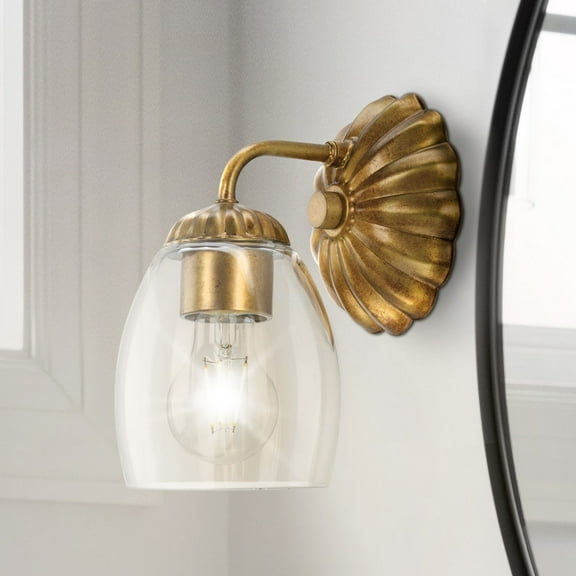 Luxury French Country Bath Light, Small Size: 8.5''H x 6.625''W, with Cottagecore Style Elements, Gold Ombre Finish, UHP5061 from the Darmstadt Collection by Urban Ambiance