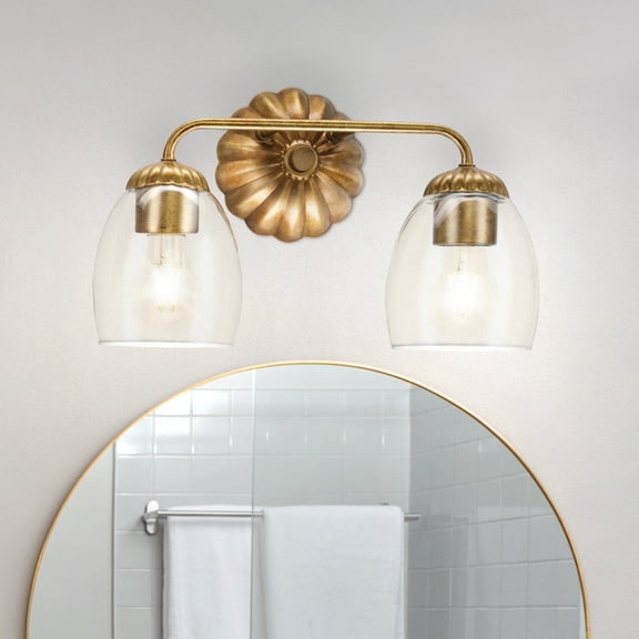 Luxury French Country Bath Light, Small Size: 8.5''H x 6.625''W, with Cottagecore Style Elements, Gold Ombre Finish, UHP5063 from the Darmstadt Collection by Urban Ambiance