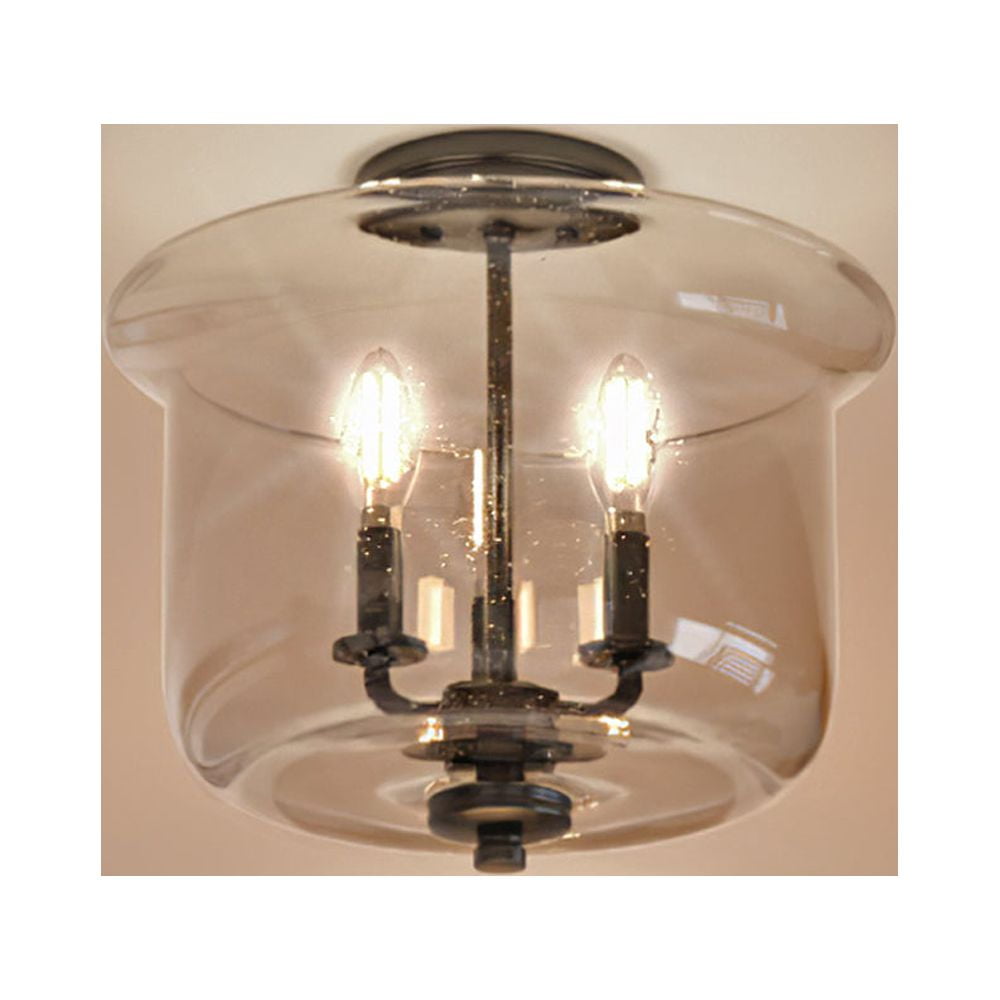 Luxury French Country Indoor Ceiling Light, 11.875''H x 13.75''W, with English Country Style Elements, Colonial Design, Midnight Black Finish and Clear Seeded, UHP3731