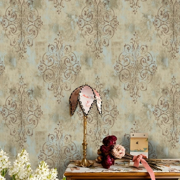 Luxury French Damask Peel & Stick Wallpaper - 17.7"x118" Removable Vinyl with Marbled Texture in Multi-Color Options, Easy Installation for Cabinets Walls Floors Bathroom Bedroom