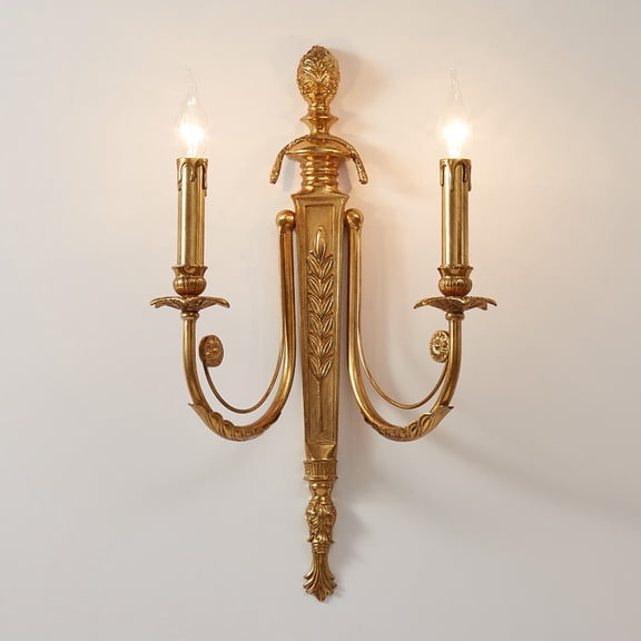 Luxury French Vintage LED Wall Sconce, Full Copper European Style Wall Lamp for Villa Living Room, Bedroom Bedside, Stairway, American Light Fixture