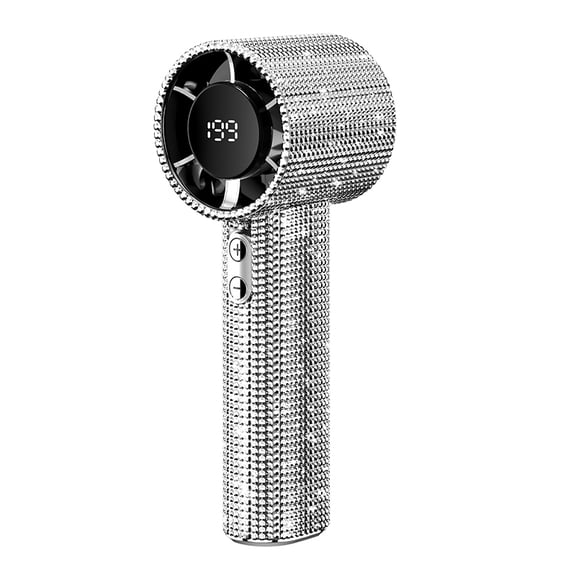Luxury Full Diamond Portable Handheld Mini Fan, 199 Speeds Digital Display, Long Battery Life Ultra Lightweight, Powerful Turbo Hurricane Wind, Magnetic Levitation Silent Motor