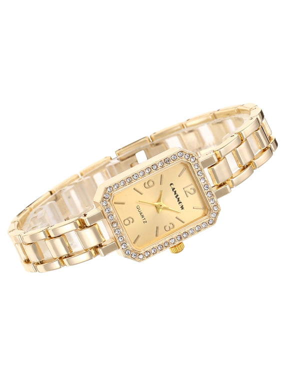 Luxury Full Gold Women’s Bracelet Watch – Crystal Dial Quartz Bangle Watch, Premium Jewelry Timepiece