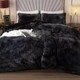 thumbnail image 1 of Luxury Fuzzy Duvet Cover Set Queen Size Fluffy Comforter Cover Set for Queen Bed 2 Pieces Shaggy and Plush Soft Bedding Duvet Covers (Tie Dye Black, Queen), 1 of 15