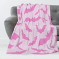 Luxury Fuzzy Halloween Blanket Cute Pink Bat Throw Blanket for Couch