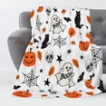 thumbnail image 1 of Luxury Fuzzy Halloween Blanket Pumpkin Ghosts Bat Spider Web Cat Maple Leaf Throw Blanket for Couch Lightweight Cozy Soft and Warm Plush Throws Blankets for Sofa Bed Living Room in Fall 40"x30", 1 of 6