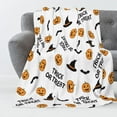 thumbnail image 1 of Luxury Fuzzy Happy Halloween Blanket Trick or Treat Pumpkin Bat Witch Hat Throw Blanket for Couch Lightweight Cozy Soft and Warm Plush Throws Blankets for Sofa Bed Living Room in Fall 40"x50", 1 of 1
