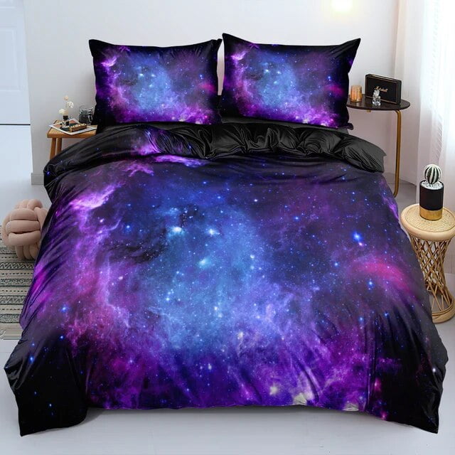Luxury Galaxy Dark Blue Bedding Set Twin Full Queen King Size Duvet/Quilt Cover Set Shining