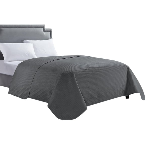 Luxury Gamed Super Soft Single Solid Pinsonic Quilted Bed Quilt Bedspread Bedspread, Dark Grey, Full/Queen size