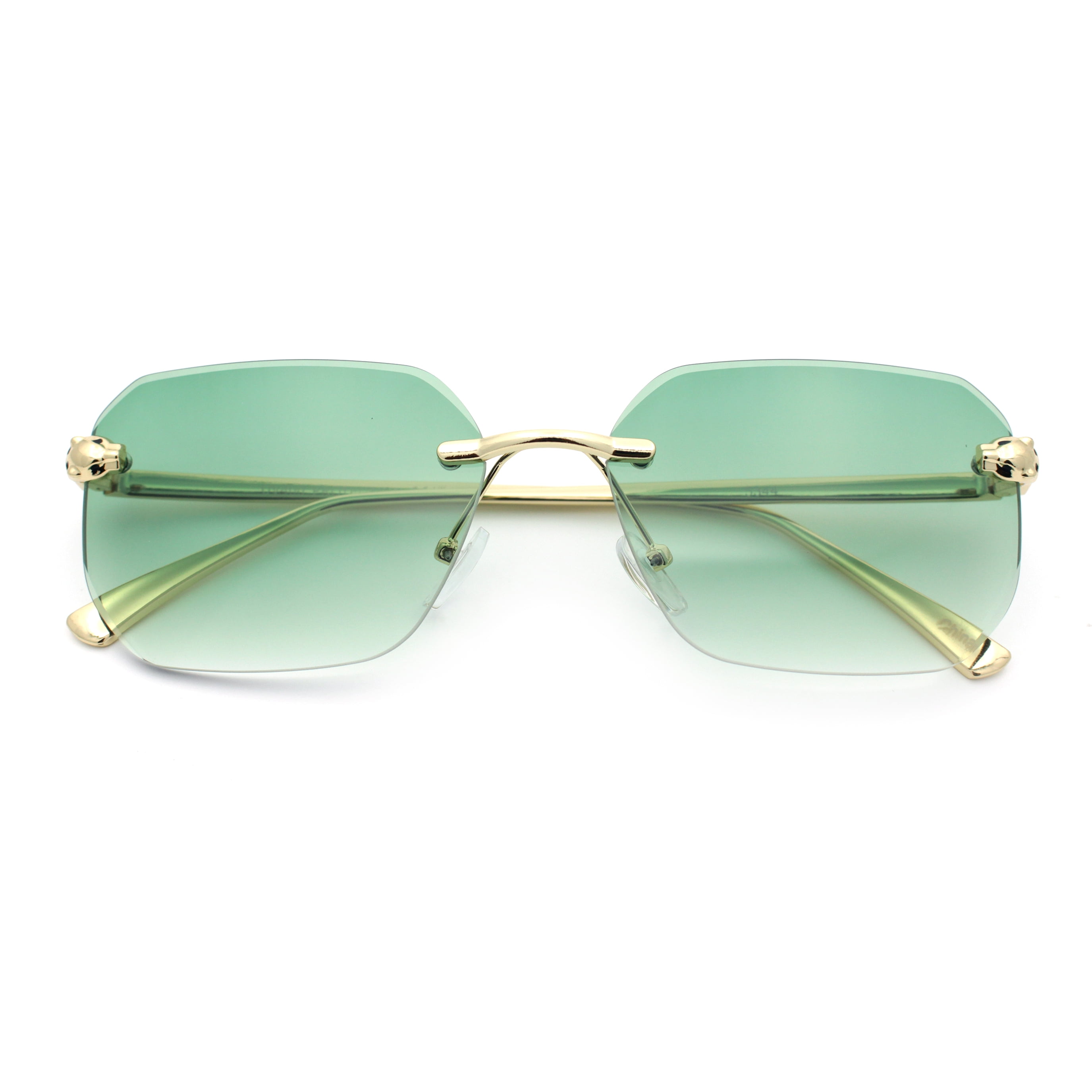 Luxury Gangster Bevel Rectangle Rimless Jaguar Hinge Showy