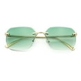 thumbnail image 1 of Luxury Gangster Bevel Rectangle Rimless Jaguar Hinge Showy Sunglasses Gold - Green, 1 of 6