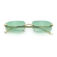 thumbnail image 1 of Luxury Gangster Rimless Jaguar Head Hinge Showy Sunglasses Gold - Green, 1 of 7