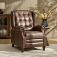 thumbnail image 1 of Luxury Genuine Leather Wingback Power Recliner Chair with USB, Nailhead Trim and Solid Wood Legs Brown, 1 of 9