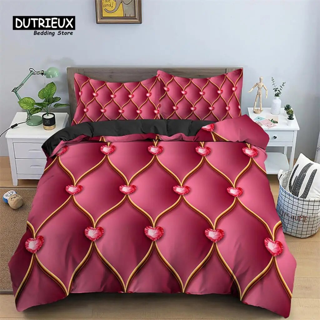Luxury Geometric Duvet Cover Microfiber Diamond Bedding Set Abstract