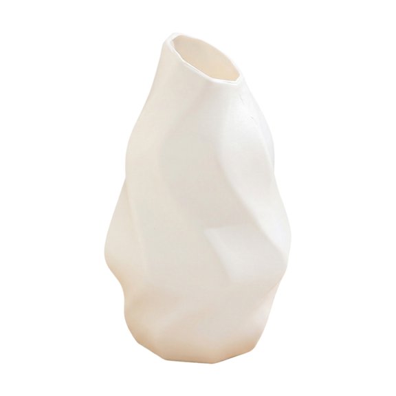 Luxury Geometric Vase - Anti-Fall Jute Waist-Defined Origami Vase with Slanted Mouth - For Living Room, Bedroom, Office Decor, Tabletop Accent