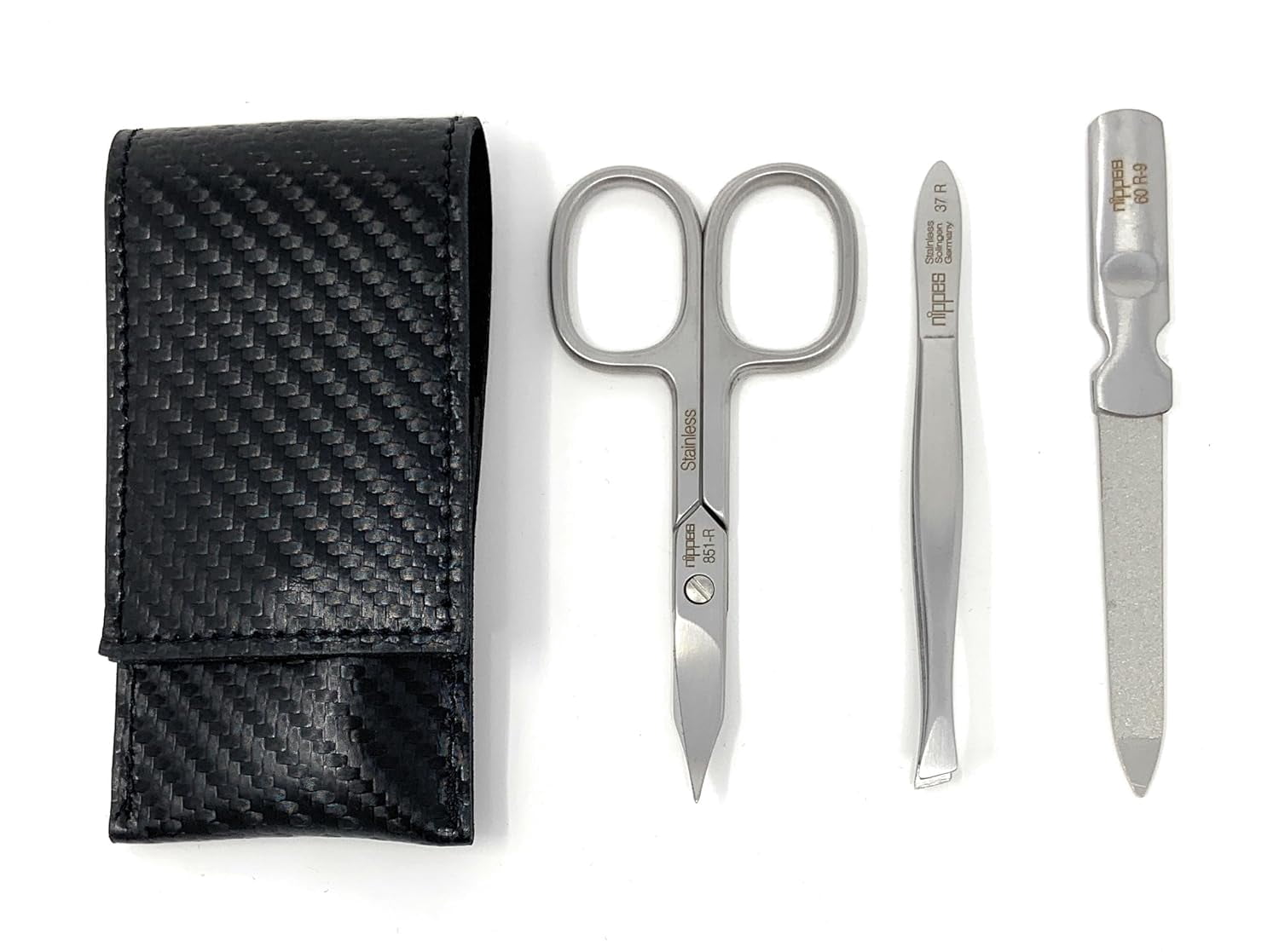 Luxury German Manicure Set Premium Stainless Steel Grooming Kit Hand Made in Solingen Germany in Genuine Leather Case with Bonus Shpitser Crystal Glass Professional Nail File