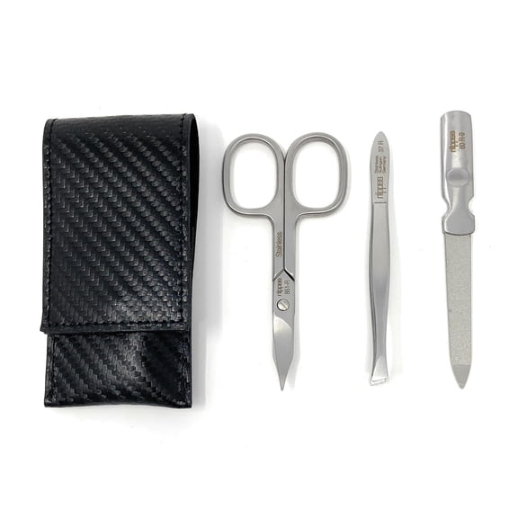 Luxury German Manicure Set Premium Stainless Steel Grooming Kit Hand Made in Solingen Germany in Genuine Leather Case with Bonus Shpitser Crystal Glass Professional Nail File