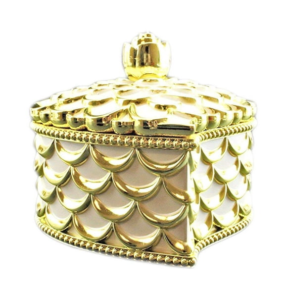 Luxury Gift Box ~ Shining Gold Heart Shape Makeup Jewelry Organizer Storage Box with mirror (Birthday Gift, Christmas Gift Idea,Room decor) KT00047