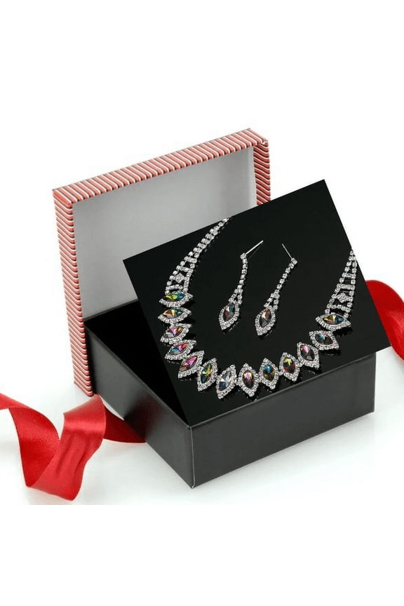 Luxury Gift for Her Silver Jewelry Set Christmas Birthday Wedding Best Holiday Gift Women Necklace