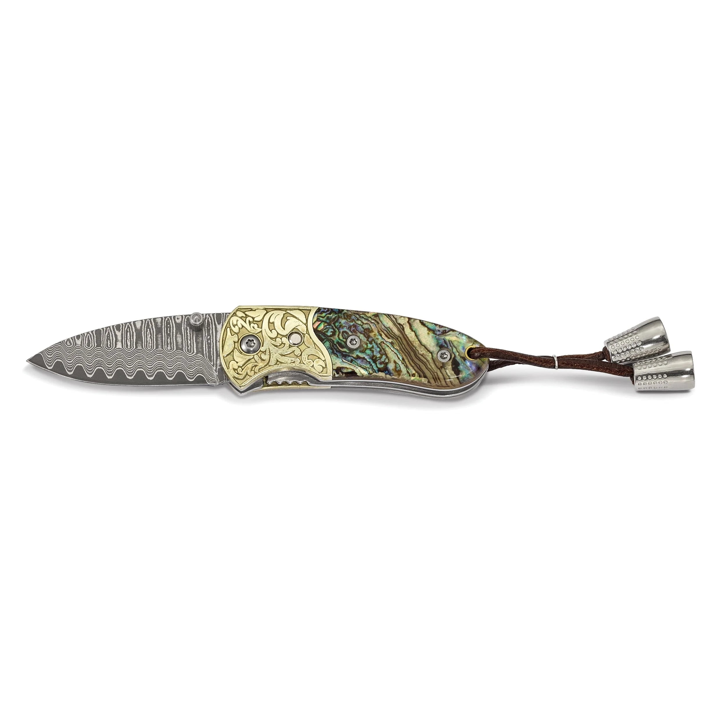Luxury Giftware Damascus Steel 256 Layer Folding Blade Genuine Abalone ...