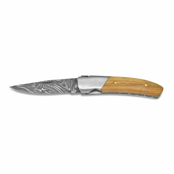 Damascus 256Layer Folding Blade Wood Knife