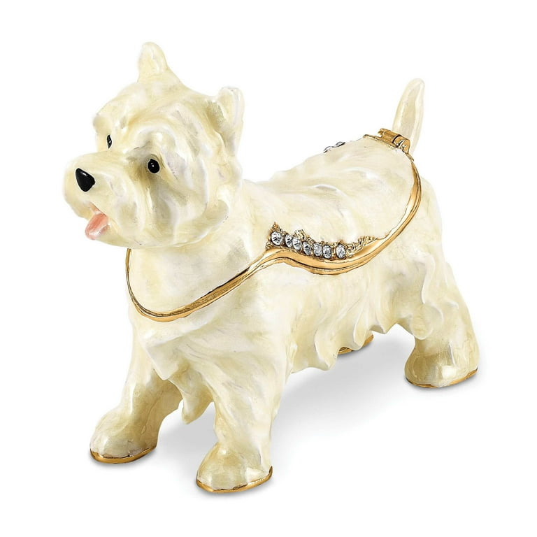 Bejeweled Enameled & Crystal Golden Retriever Dog Trinket Box Bejeweled Enameled & Crystal Golden Retriever Dog Trinket Box