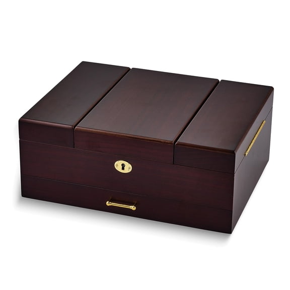 Luxury Giftware Walnut Veneer and Matte Finish Wooden Velour Lining Jewelry Box