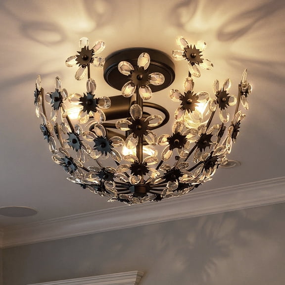 Luxury Glam Ceiling Light, Matte Black, UQL6413